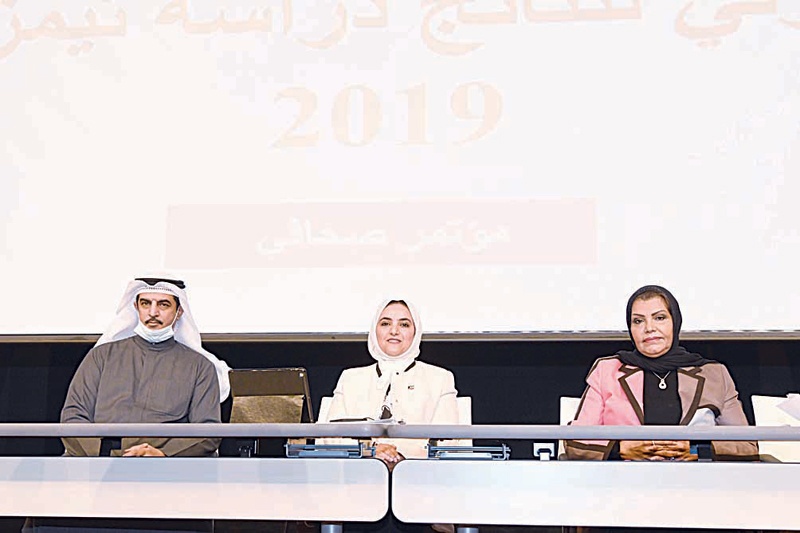 KUWAIT: (From left) Salah Dabsha, Sheikha Al-Hajraf and Mona Al-Ansari attend the press conference. - KUNAn