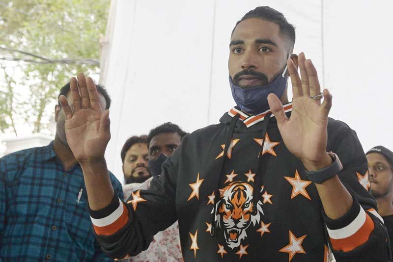 HYDERABAD: India's cricket player Mohammed Siraj attends a press conference at his residence in Hyderabad on January 21, 2021. - AFPn