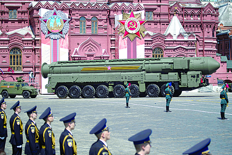(FILES) In this file photo Russian army RS-24 Yars ballistic missile system moves through Red Square during a military parade, which marks the 75th anniversary of the Soviet victory over Nazi Germany in World War Two, in Moscow on June 24, 2020. US President Joe Biden's administration on February 3, 2021 extended the Nn