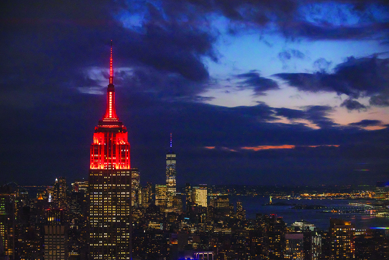 NEW YORK: This NASA photo released Wednesday shows the Empire State Building in New York illuminated in red to celebrate the February 18, 2021 scheduled landing on Mars of NASA's Perseverance rover.  - AFPn