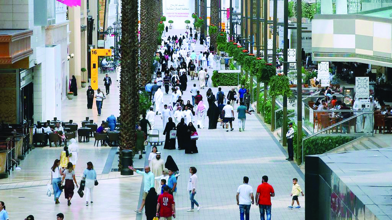KUWAIT: Kuwaitis and expatriates at the Avenues Mall in this file photo. Kuwait's population in 2020 experienced the biggest annual drop recorded in almost 30 years as the number of resident expatriates fell sharply.-  Photo by Yasser Al-Zayyat n