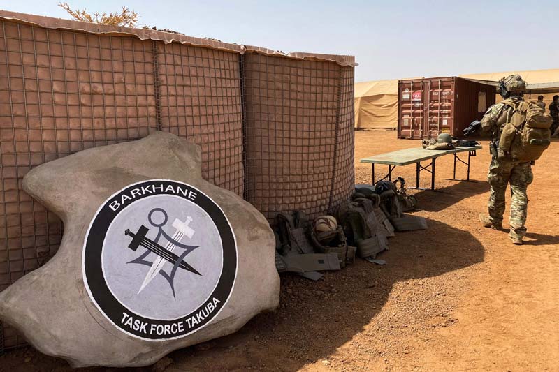 MENAKA, Mali: This file photograph shows the France-led special operations logo for the new Barkhane Task Force Takuba  in Menaka.-AFP n