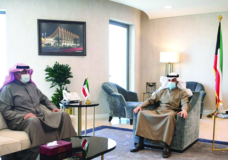 KUWAIT: National Assembly Speaker Marzouq Al-Ghanem meets at his office HH the Prime Minister Sheikh Sabah Al-Khaled Al-Hamad Al-Sabah yesterday. - KUNA n