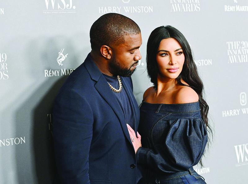 LOS ANGELES: US media personality Kim Kardashian West and husband US rapper Kanye West attend the WSJ Magazine 2019 Innovator Awards at MOMA in this Nov 6, 2019 file photo. - AFP n