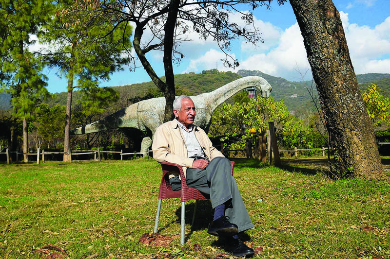 In this picture taken on Jan 6, 2021, Vaqar Zakaria, member of the Islamabad Wildlife Management Board (IWMB), speaks during an interview with AFP in Dino Park, located in the Margalla Hill National Park in Islamabad. - AFP photosn