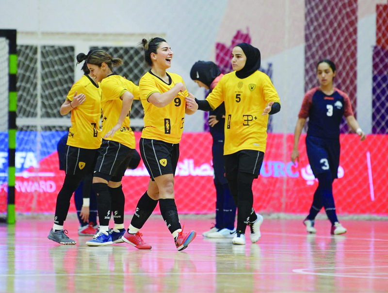 KUWAIT: Qadisiya players celebrate after their win in Kuwait's Women Indoor Football Championship.n