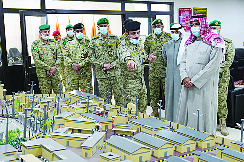 KUWAIT: Deputy National Guard Chief General (Rtd) Sheikh Ahmad Nawaf Al-Ahmad Al-Jaber Al-Sabah visits Tahreer Camp yesterday. nn