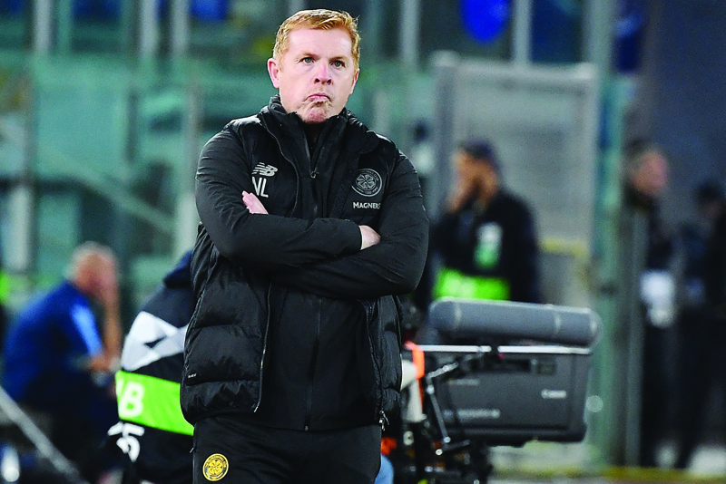 ROME: In this file photo taken on November 07, 2019 Celtic's Scottish head coach Neil Lennon looks on during the UEFA Europa League Group E football match Lazio vs Celtic at the Olympic stadium in Rome. - AFPn