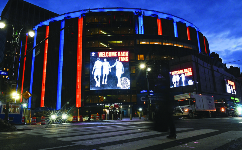 NEW YORK: View of Madison Square Garden prior to the New York Knicks against Golden State Warriors basketball game on Tuesday in New York City. - AFPn