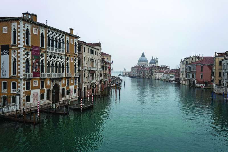 File photo shows the Grand Canal is pictured from the Accademia bridge in Venice, as the carnival is being cancelled due to the COVID-19 pandemic. n