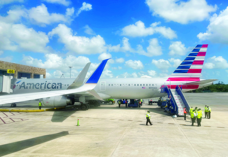 CANCUN: An American Airlines Airbus 321 is seen at a gate at Cancun International Airport in Cancun, Quintana Roo State, Mexico.-AFPnnn