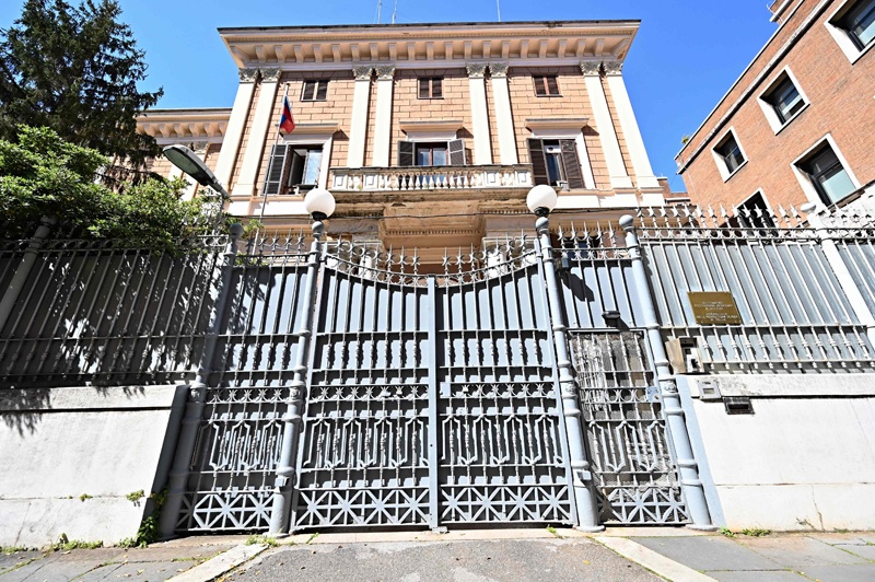 ROME: A picture taken yesterday shows a view of the Russian Embassy in central Rome. – AFP n