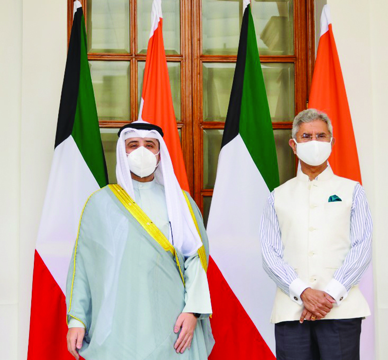 NEW DELHI: Kuwait's Foreign Minister Sheikh Dr Ahmad Nasser Al-Mohammad Al-Sabah meets with Indian Foreign Minister Subrahmanyam Jaishankar. - KUNAn