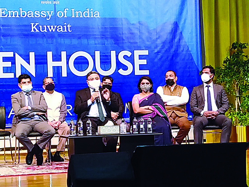 KUWAIT: Indian Ambassador Sibi George speaks during the open house at the embassy on Wednesday. 