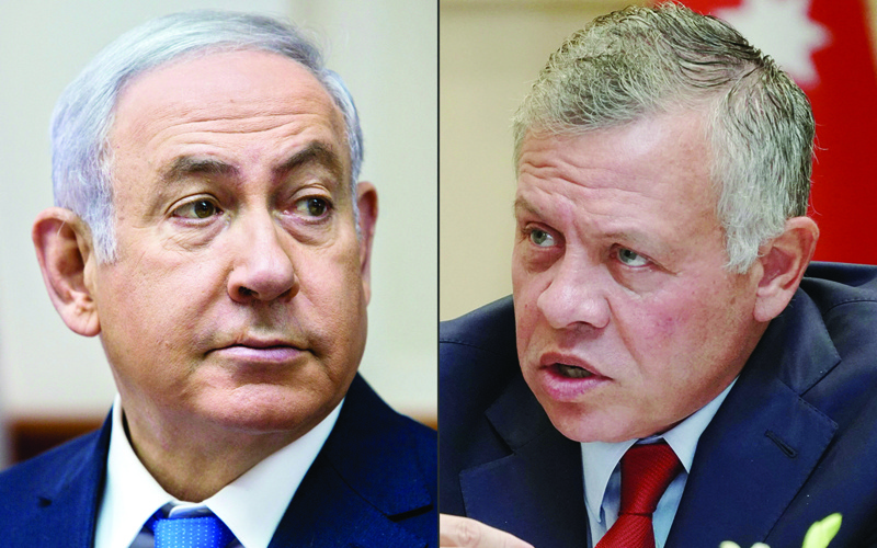 This combination of pictures shows (left to right) Israeli Prime Minister Benjamin Netanyahu and  Jordanian King Abdullah II.-AFPn