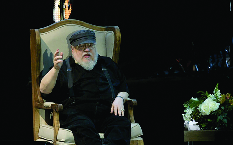 In this file photo US writer George R.R Martin, author of the book series Game of Thrones, speaks during a conference at the Guadalajara International Book Fair in Guadalajara, Mexico.-AFP n