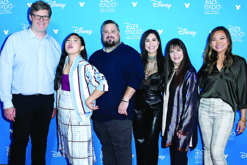 In this file photo (From left) Dean Wellins, Awkwafina, Paul Briggs, Cassie Steele, Osnat Shurer, and Adele Lim attend Go Behind The Scenes with Walt Disney Studios during D23 Expo 2019 at Anaheim Convention Center in Anaheim, California.-AFPn