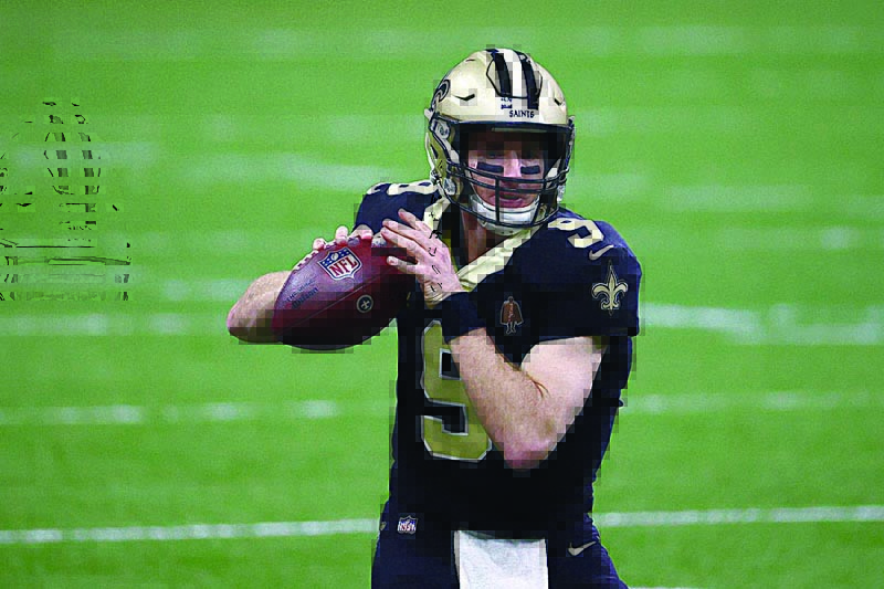 NEW ORLEANS: In this file photo Drew Brees #9 of the New Orleans Saints warms up prior to the NFC Divisional Playoff game against the Tampa Bay Buccaneers at Mercedes Benz Superdome on January 17, 2021 in New Orleans, Louisiana. - AFPn