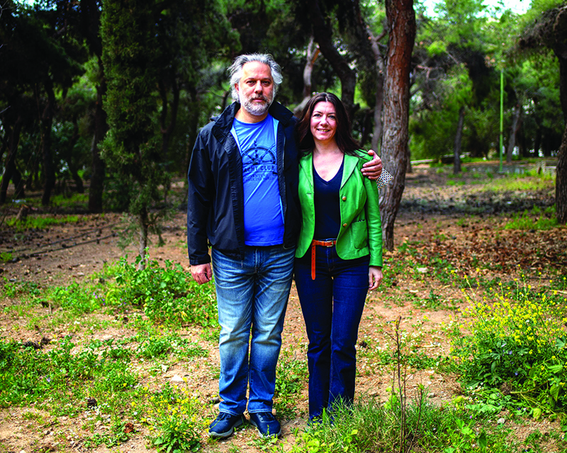 Greece's Olga Antonea (right) and Turkey's Sukru Ilicak (left) pose for a portrait at a Park in Athens.-AFP photosn