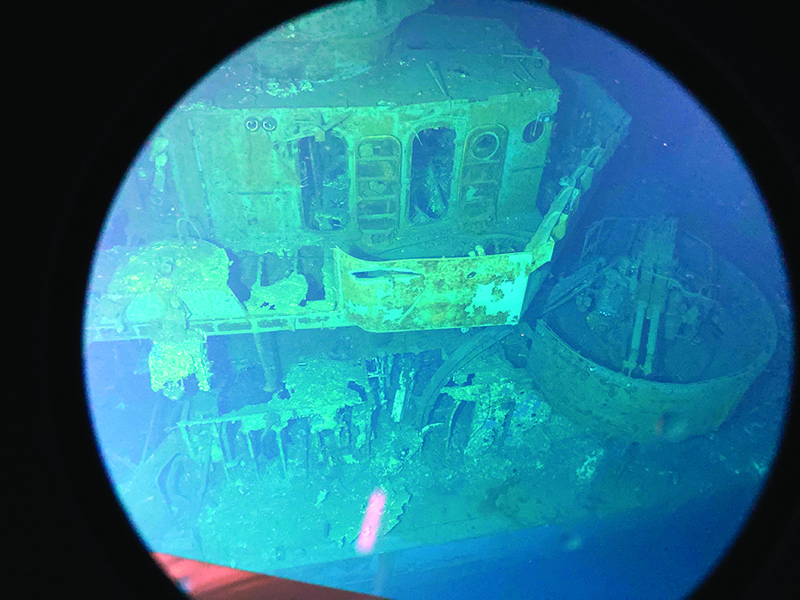 This handout photograph and released on Saturday by Caladan Oceanic shows the main wreckage of the USS Johnston (DD-557), a US Navy Fletcher-class destroyer that sank during the Battle of Samar in World War II, resting on the ocean floor off Samar Island in the Philippines at a depth of nearly 6,500 meters, the deepest shipwreck ever recorded.-AFPnn