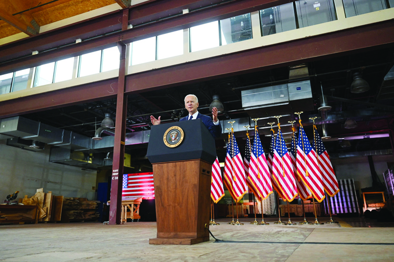PITTSBURGH: US President Joe Biden unveils a $2 trillion infrastructure plan on Wednesday. - AFP n