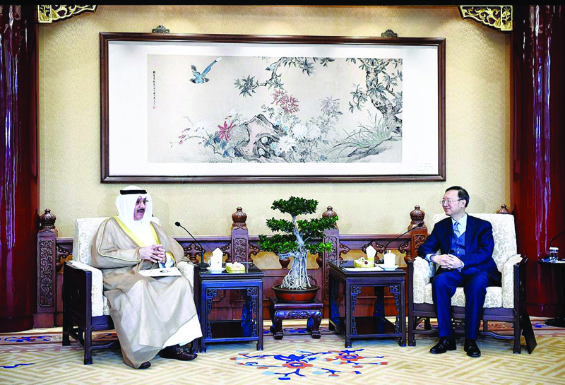BEIJING: Director of the Central Foreign Affairs Commission Office and Chinese Communist Party (CCP) Politburo member Yang Jiechi meets Kuwaiti Ambassador to China Samih Jawhar Hayat. – KUNAn