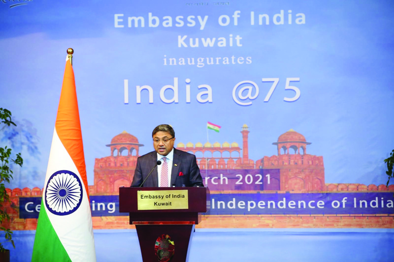 KUWAIT: Indian Ambassador Sibi George delivers opening remarks during the inaugural event.n