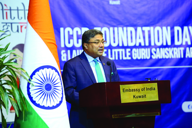 KUWAIT: Ambassador of India to Kuwait Sibi George delivers his address.n