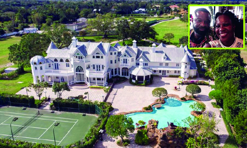 Courtney Wilson (left) and Shenita Jones (inset) had planned to get hitched on the US$5.7 million mansion in Miami.n
