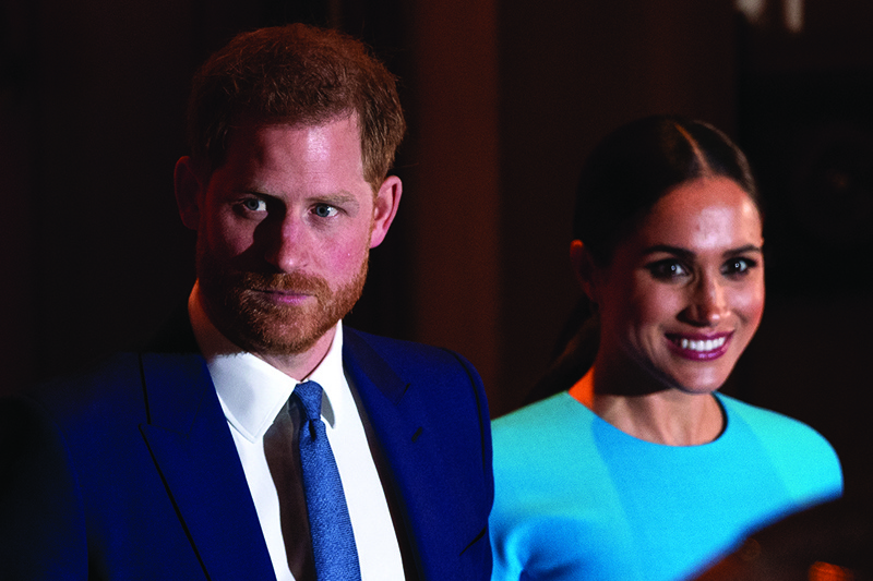 In this file photo Britain’s Prince Harry, Duke of Sussex (left), and Meghan, Duchess of Sussex leave after attending the Endeavour Fund Awards at Mansion House in London.—AFP n