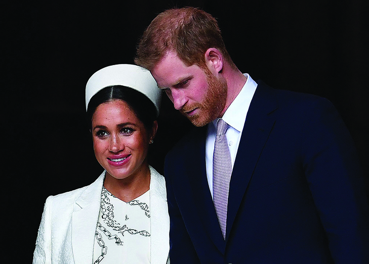 In this file photo Britain's Prince Harry, Duke of Sussex (right) and Meghan, Duchess of Sussex leave after attending a Commonwealth Day Service at Westminster Abbey in central London.-AFPn