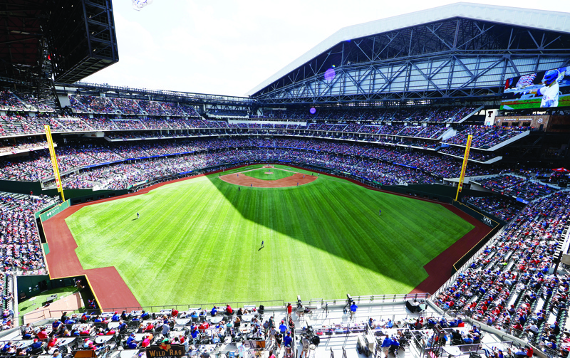 ARLINGTON: A view as the Texas Rangers take on the Toronto Blue Jays in the top of the fourth inning on Opening Day at Globe Life Field on Monday in Arlington, Texas. - AFPn