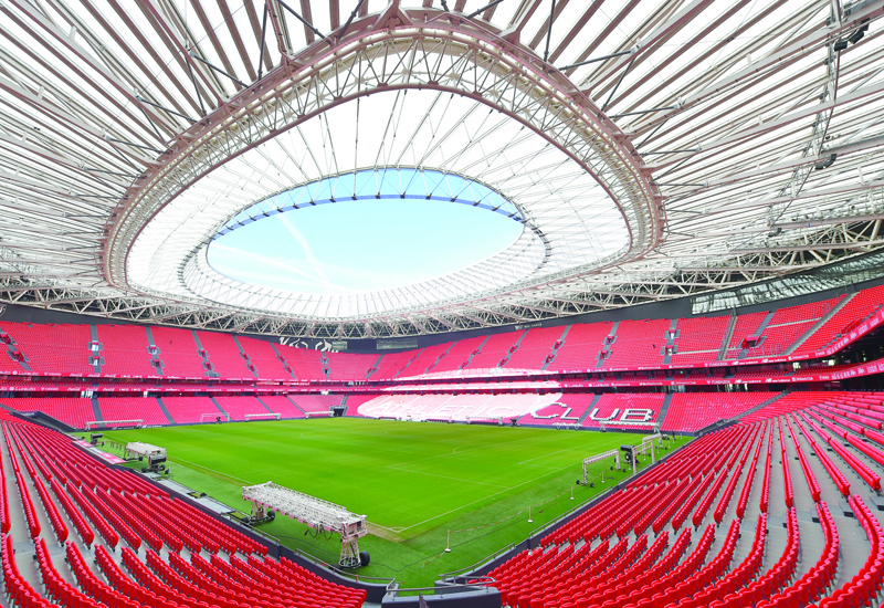 BILBAO: This file photo taken on February 10, 2020 shows an interior view of San Mames stadium in the Spanish Basque city of Bilbao. - AFPnn