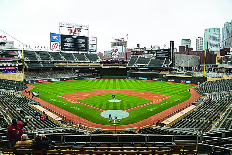 MINNEAPOLIS: A view of Target Field after a postponement was announced for the game between the Boston Red Sox and Minnesota Twins at Target Field on Monday in Minneapolis, Minnesota. – AFP n