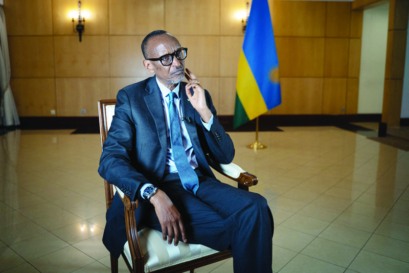 KIGALI, Rwanda: Rwanda's President Paul Kagame speaks during an interview with international media at the presidency office in Kigali, on Friday. - AFP n