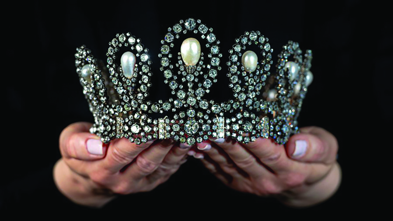 The tiara went for $1.6 million (RM6.61mil) and the sapphire fetched $3.9 million (RM16.10mil) when the historic treasures went under the hammer at Sotheby's auction house in Geneva. -- Photo credit Twitter/Sothebysn
