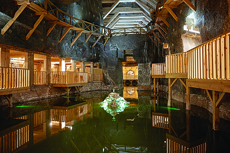 Picture shows a salt therapy area at the former Wieliczka Salt Mine Health Resort complex located 135 meters underground in Wieliczka, Poland.-AFPn