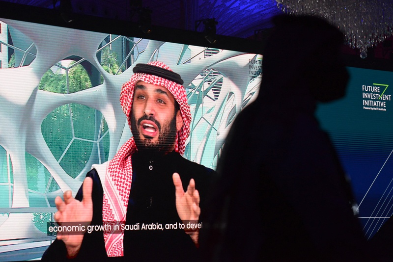 Saudi Crown Prince Mohammed bin Salman speaks during the Future Investment Initiative (FII) conference in a virtual session in the capital Riyadh. - Energy giant Saudi Aramco on May 4 posted a 30 percent jump in first quarter profits, in a sign of recovery from last year's oil market crash fuelled by the coronavirus pandemic. - AFP