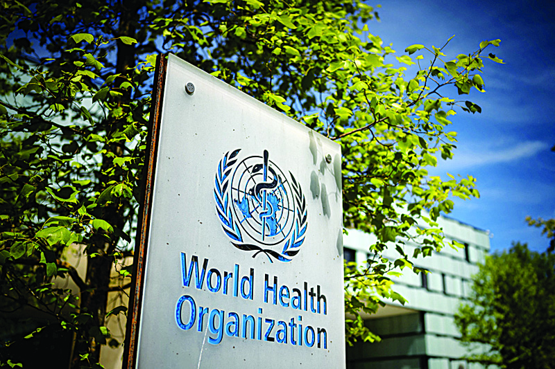 GENEVA: This file photo shows a sign of the World Health Organization (WHO) at the entrance of their headquarters in Geneva amid the COVID-19 coronavirus outbreak.-AFP n