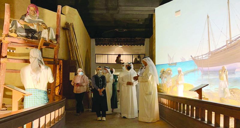 KUWAIT: Minister of Information and Culture, Minister of State for Youth Affairs Abdulrahman Al-Mutairi is seen during a tour at Kuwait National Museum yesterday. – KUNAn
