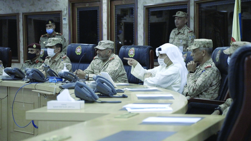 KUWAIT: Deputy Prime Minister and Defense Minister Sheikh Hamad Jaber Al-Sabah is seen during his visit to the Army's operations and plans authority. - KUNAnn