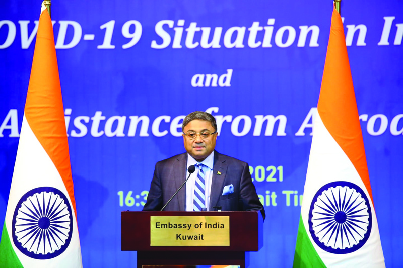 KUWAIT: Ambassador of India to Kuwait Sibi George delivers the address.n