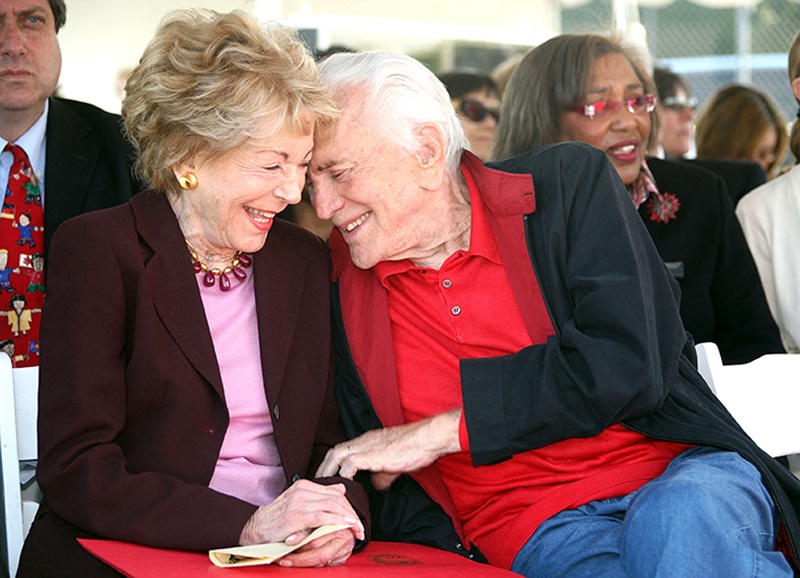 In this file photo taken on May 28, 2008 Actor Kirk Douglas and wife Anne attend the Anne and Kirk Douglas 400th Playground Dedication at Lillian Street Elementary School, in Los Angeles, California. -AFP n