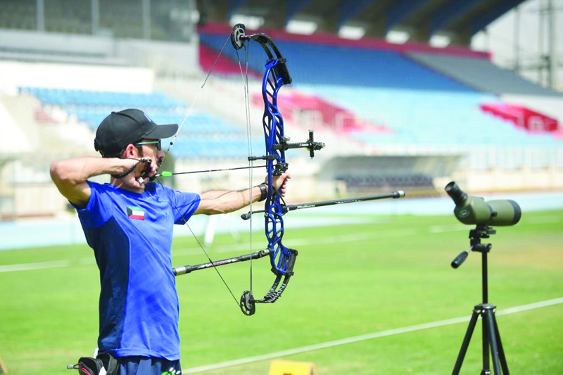 BAGHDAD: Kuwait's archer Abdullah Malallah participates in the Archery Arab Cup Final in Baghdad, Iraq. n