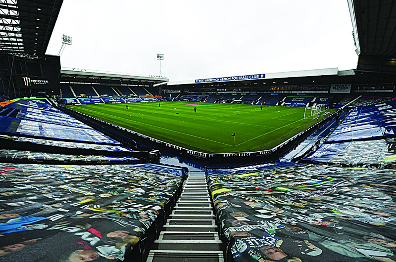 WEST BROMWICH: A general view of the stadium before the English Premier League football match between West Bromwich Albion and Wolverhampton Wanderers at The Hawthorns in West Bromwich, central England on May 3, 2021. - AFPnn