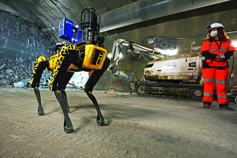BURE, France: A robot-dog is pictured in a corridor of 490m-deep in an underground laboratory near Nancy on Tuesday. – AFP nn