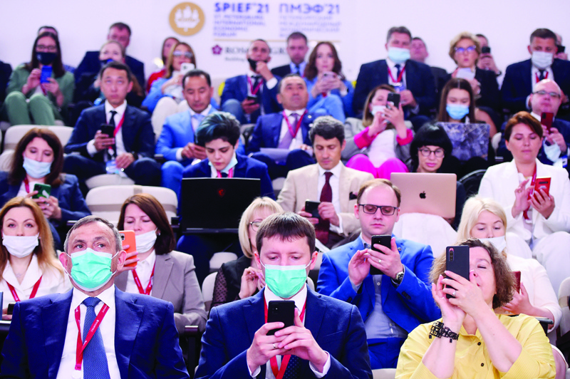 Participants attend a session of the St Petersburg International Economic Forum (SPIEF) in Saint Petersburg yesterday.-AFPnnnnnn