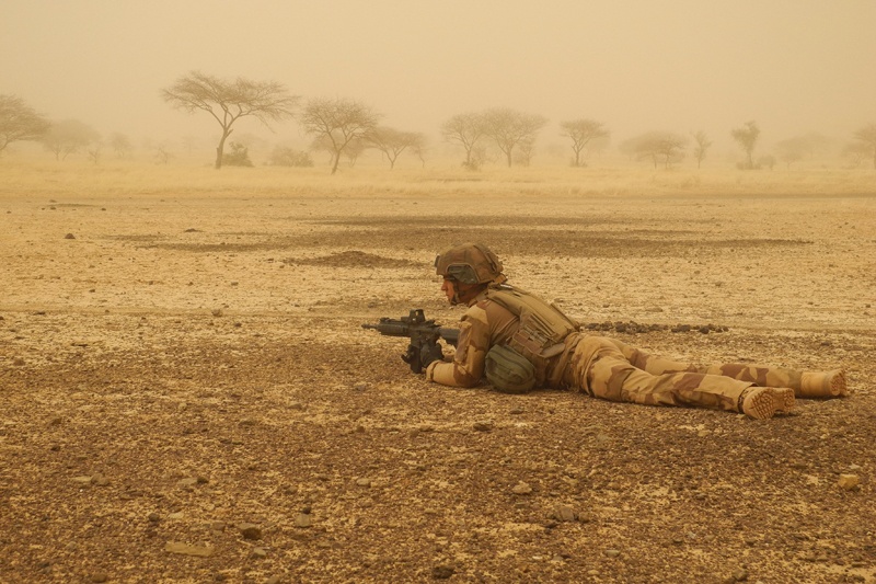 HOMBORI, Mali : In this file photo A French soldier secure a perimeter during a break in the military convoy's trip between Gossi and Hombori ahead of the start of the French Barkhane Force operation in Mali's Gourma region. - AFP n