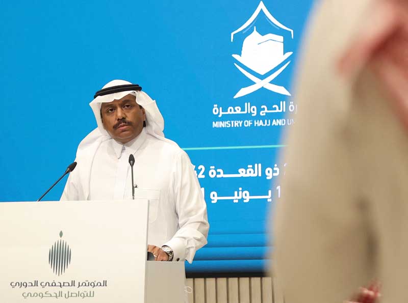 RIYADH: Saudi Deputy Minister of Hajj and Umrah Abdulfattah Mashat speaks at a press conference yesterday. - AFP n