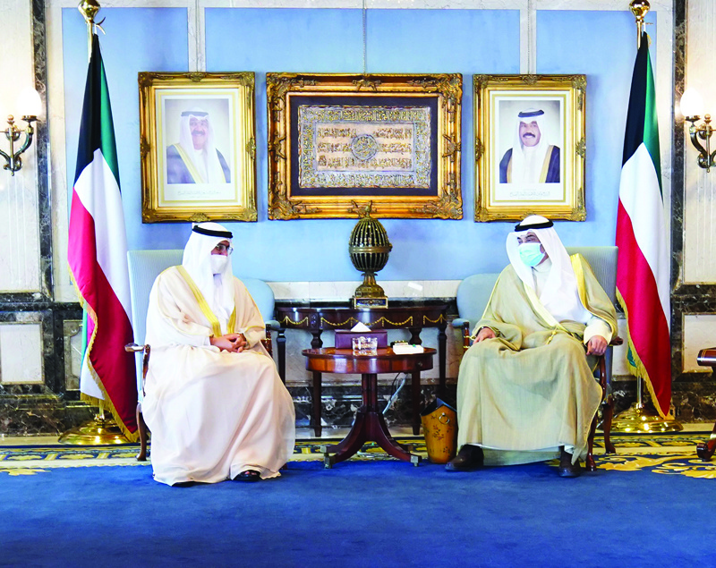 KUWAIT: His Highness the Prime Minister Sheikh Sabah Al-Khaled Al-Hamad Al-Sabah meets UAE's Ambassador Dr Matar Al-Neyadi. - KUNA photosn